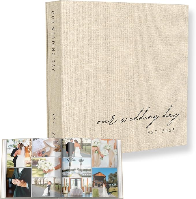Wedding Photo Album 4x6 Pictures & Custom 2025 Year Linen Picture Scrapbook | 400 Pockets for Horizontal & Vertical Photos - Large Photo Album Book for Personalized Wedding Day Memory Keepsake by PaigeMcRaeHomeDecor