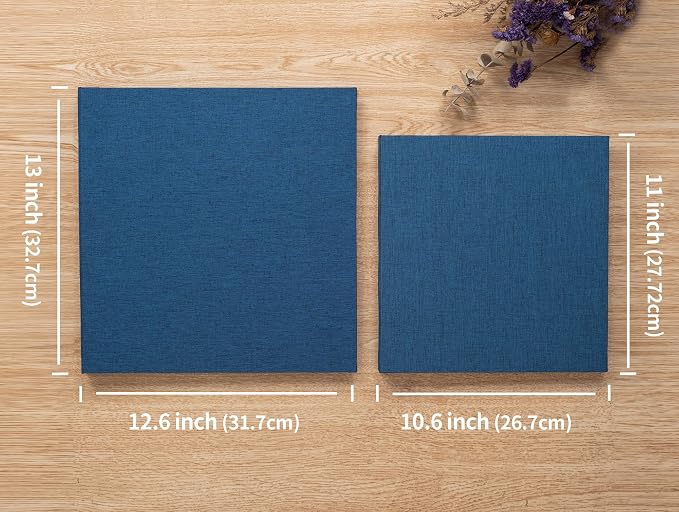 Large Photo Album Self Adhesive 4x6 8x10 10x12 13"x12.8" Magnetic Scrapbook Album 12.6"x11" Inch 40 Pages Linen Cover DIY Photo Album with A Metallic Pen and DIY Stickers(Blue) - Image 5