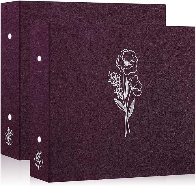 Lanpn Scrapbook Photo Album 12x12 2 Packs, Linen Cover Archival Acid Free Top Load 3 Ring Binder Folder Photo Book 12 x 12 with 30 Plastic Sleeves 60 Pages Purple by Lanpn