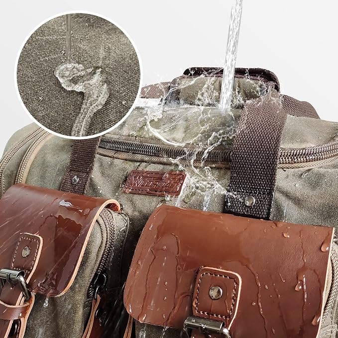 Wildroad Waxed Canvas Duffle Bag - 50L Weekender Overnight Travel Bag | Gifts for Men, Holiday Birthday Gift for Dad, Husband & Partner, Carry-on Size - Image 3