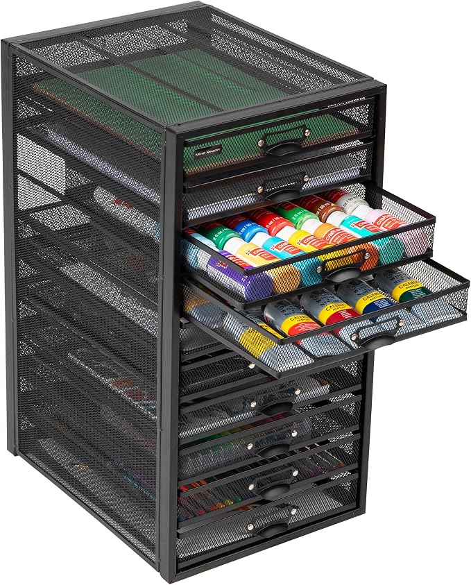 Mind Reader 10-Drawer Desk Organizer for Office Supplies, Crafts, Mail Sorting & More, Metal Mesh, Black - Image 5