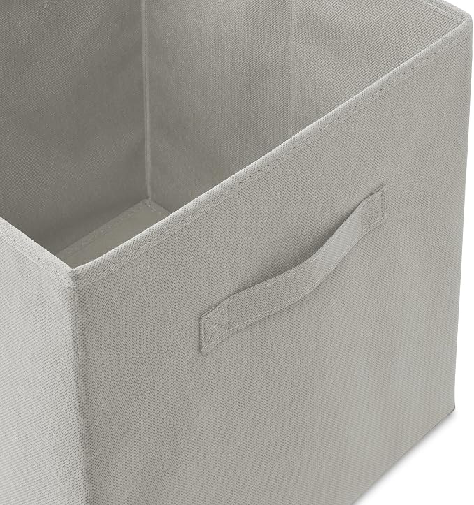 Casafield Set of 12 Collapsible Fabric Cube Storage Bins, Light Gray - 13" Foldable Cloth Baskets for Shelves, Cubby Organizers & More - Image 3