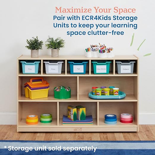 ECR4Kids Scoop Front Storage Bin, Multipurpose Organization, Contemporary, 5-Piece | Durable plastic, GREENGUARD Gold Certified, 1.2 gallon capacity, lightweight & nestable, built-in handle, classroom/home use - Image 5