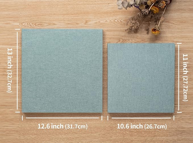 Large Photo Album Self Adhesive 4x6 8x10 10x12 13"x12.8" Magnetic Scrapbook Album 12.6"x11" Inch 60 Sticky Pages Linen Cover DIY Photo Album with A Metallic Pen and DIY Stickers(Green) - Image 5