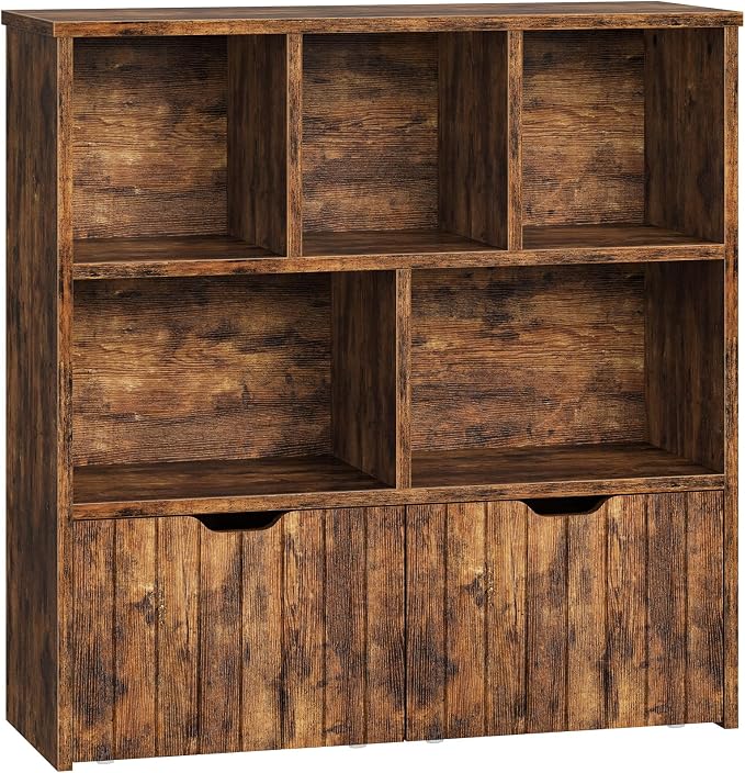 HOOBRO Toy Storage Organizer, Toy Organizers and Storage with 2 Movable Drawers and 5 Cubbies, Toy Chest Shelf for Books or Dolls, Kids Bookshelf and Toy Storage for Playroom, Rustic Brown BF88CW01 by HOOBRO