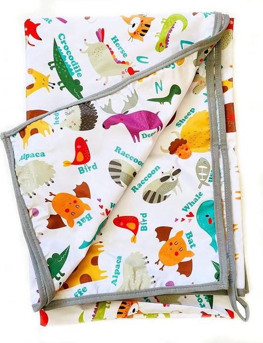 Waterproof High Chair Splat Mat – Machine Washable Floor & Table Protector for Baby Feeding, Art & Crafts, Outdoor Use (Zoo, 57x59 Inch) by Yorni