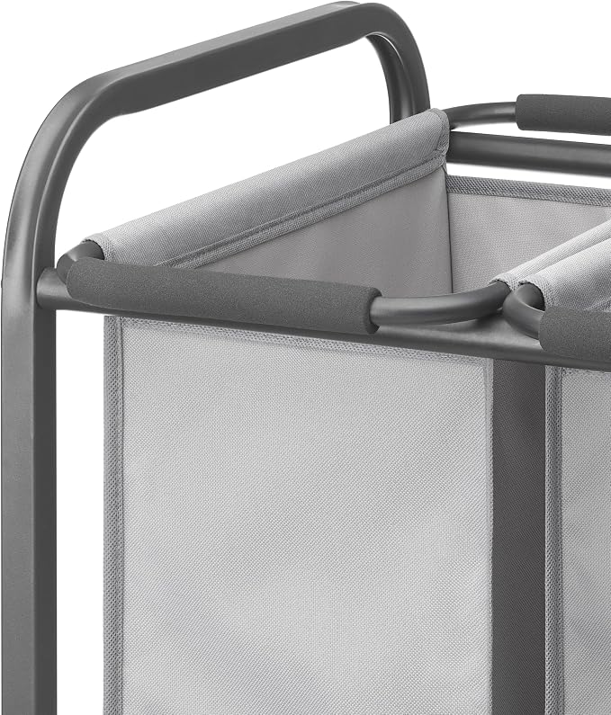 Whitmor Triple Laundry Sorter - 3 Removable Bags with Easy-Grip Handles - Rolling Laundry Sorter - Grey - Image 5