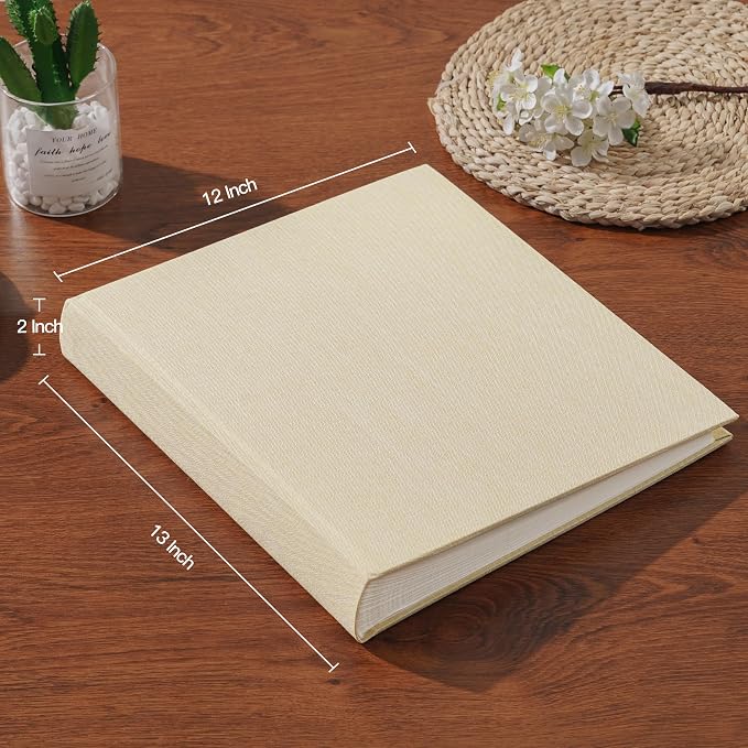 Pssoss Large Linen DIY Scrapbook Album with Writing Space, 100 Pages, Beige | Fits 3x5, 4x6, 5x7, 6x8, and 8x10 photos for baby, wedding, family, children, anniversary, and memory keeping. - Image 5