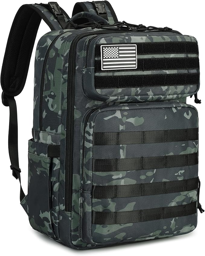 Large Dad Diaper Bag Backpack, Tactical Style, Camouflage | Stroller Clips, Luggage Sleeve for Travel, Insulated Pockets by LORADI