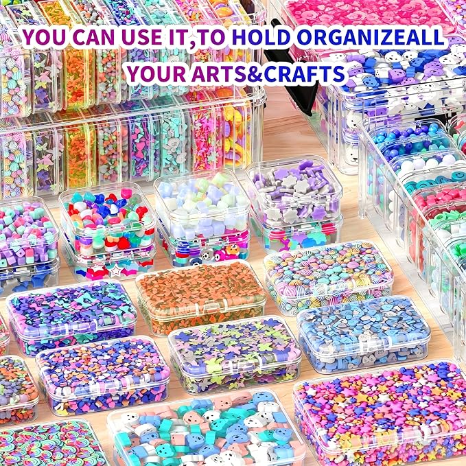 Stackable Bead Storage Organizer, 88 Small Plastic Containers with Lids, 4-Layer Clear Bead Organizer Box, 3 Sizes, Portable, for Jewelry and Crafts - Image 5