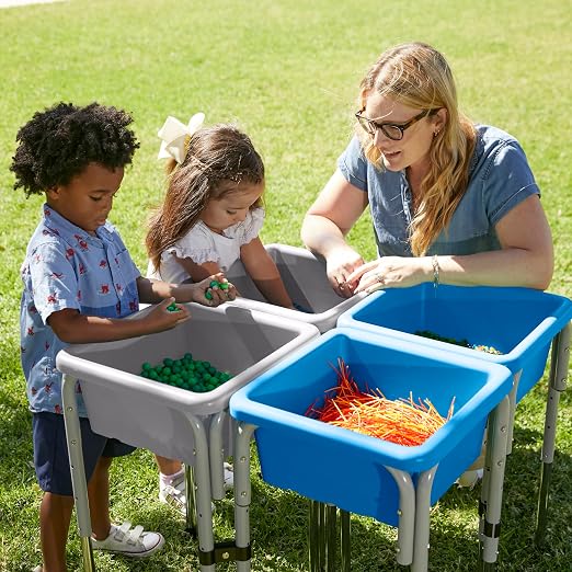 ECR4Kids Stackable Square Bins with Non-Snap Lids, Multipurpose Organization, French Blue, 2-Pack - Image 9