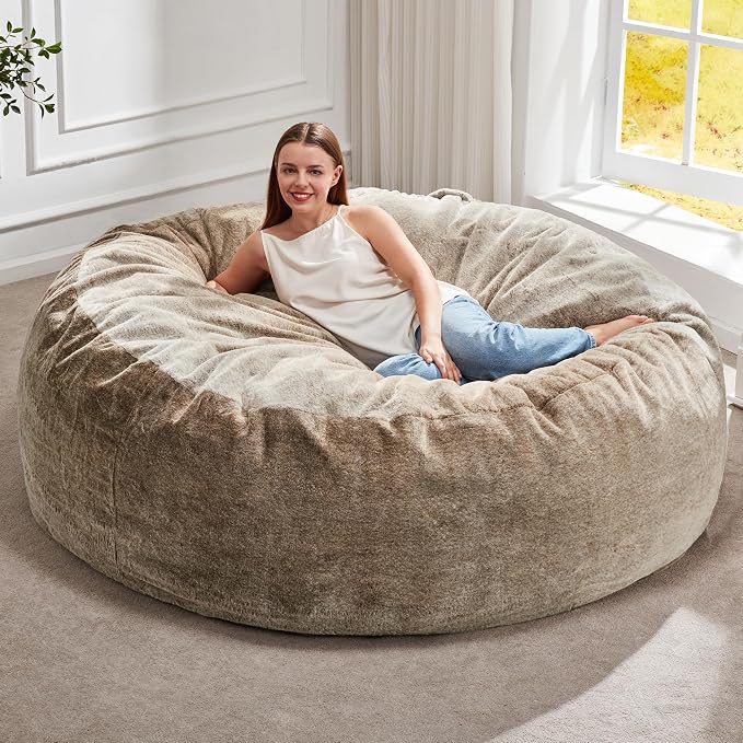 Hobestluk Bean Bag Chair for Adult Giant Beanbag with Filler Brown 5FT | Breathable Material Removable Machine Washable Cover Memory Foam Living Room Bedroom Reading Gaming Oversized Large Big by YourHomeDeservesMore