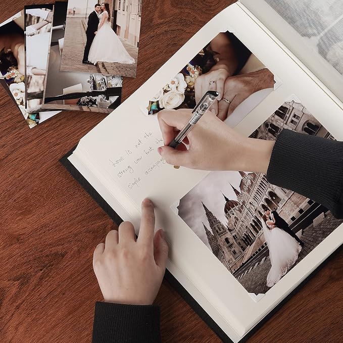 Pssoss Large Linen DIY Scrapbook Album with Writing Space, 100 Pages | Fits 3x5, 4x6, 5x7, 6x8, and 8x10 photos for baby, wedding, family, children, anniversary, and memory keeping. - Image 2