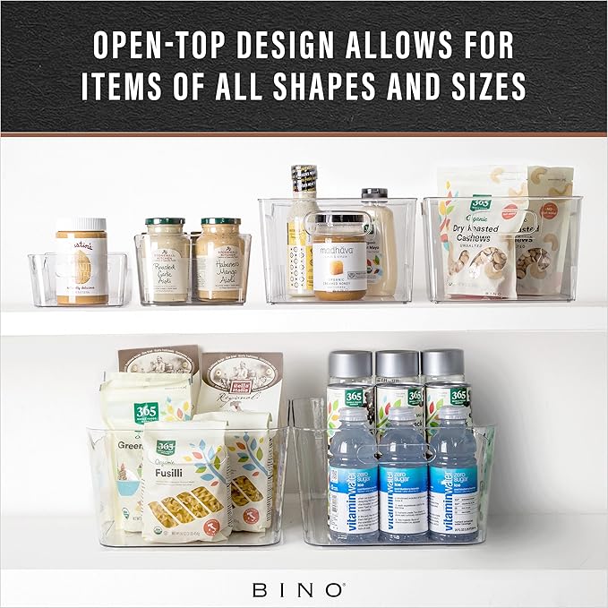 BINO | Plastic Storage Bins, Large - 2 Pack, Clear | THE SOHO COLLECTION | Pantry Organizers and Storage Containers | Fridge Organizer Bins | Kitchen Cabinet Organizer | Medicine Cabinet Bin - Image 4