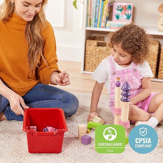 ECR4Kids Scoop Front Storage Bin, Multipurpose Organization, Red, 5-Piece | Durable plastic, GREENGUARD Gold Certified, 1.2 gallon capacity, lightweight & nestable, built-in handle, classroom/home use - Image 6