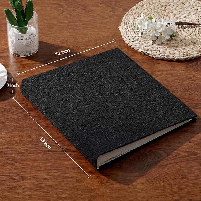 Pssoss Large Linen DIY Scrapbook Album with Writing Space, 100 Pages, Black | Fits 3x5, 4x6, 5x7, 6x8, and 8x10 photos for baby, wedding, family, children, anniversary, and memory keeping. - Image 5