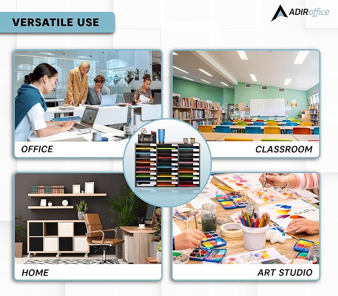 AdirOffice Classroom Mailbox - Wooden Literature Organizer , Construction Paper Storage Organizer , Mail Sorter with Slots , Office Mailboxes With Removable Shelf (27 Slot , Black) - Image 7