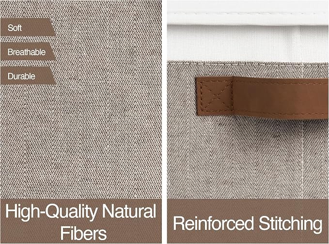 StorageWorks Fabric Storage Bins with Lids, Closet Storage Bins | Lidded Dust-proof, Easy Pull Handles, Foldable, Stackable, Ideal for Clothes Blanket Towel, Large, Brown and White, 3-Pack - Image 3