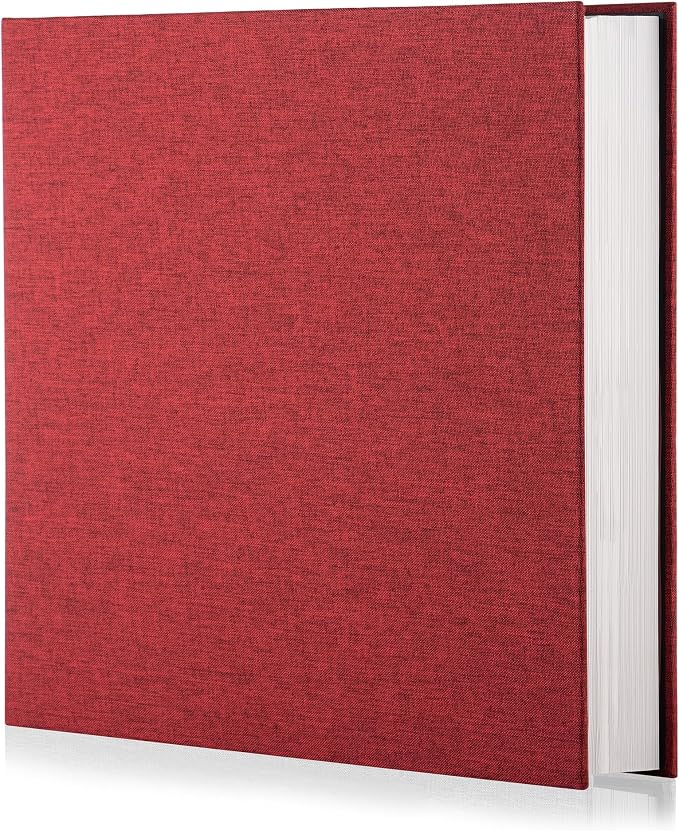 Red Photo Album Self Adhesive Scrapbook Album for 4×6 Photos/Pictures DIY Linen Cover Album 15 Sheets/30 Blank Pages for Family Wedding, Birthday, Christmas, Anniversary by HoneyTolly