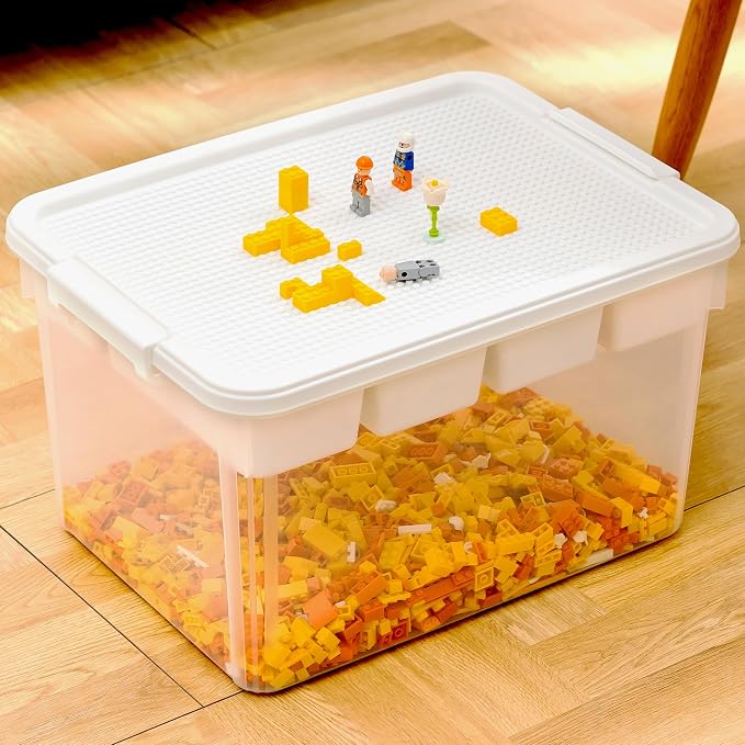 Citylife 32QT Plastic Craft Storage Box Buildable Lid Removable Tray | Craft Organizers and Storage with Build-On Lid for Beads, Tools, Sewing Supplies, Deep Base, Secure Clasp, kids Toy Box by CITYLIFEHomeOrganization