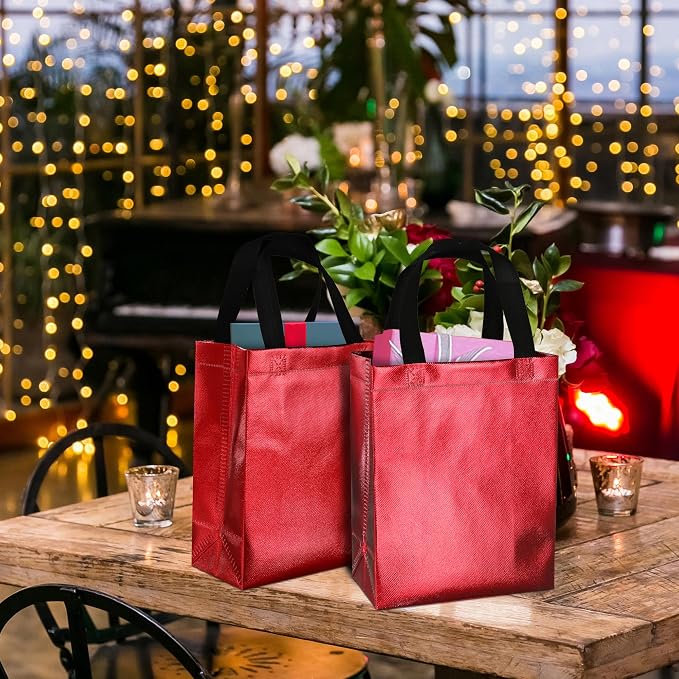 BLEWINDZ 100 Medium Reusable Gift Bags with Handles - Ideal Party Favors & Shopping Bags (10 Colors) - Image 2