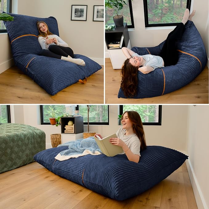 Big Joe Turnabout 3-in-1 Convertible Bean Bag Chair, Midnight Blue - Image 3
