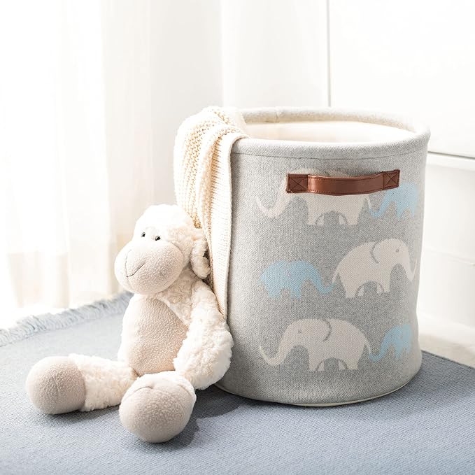 SAFAVIEH Baby Collection Effy Elephant Grey Cotton Nursery Storage Basket with Handles (Fully Assembled) - Image 2