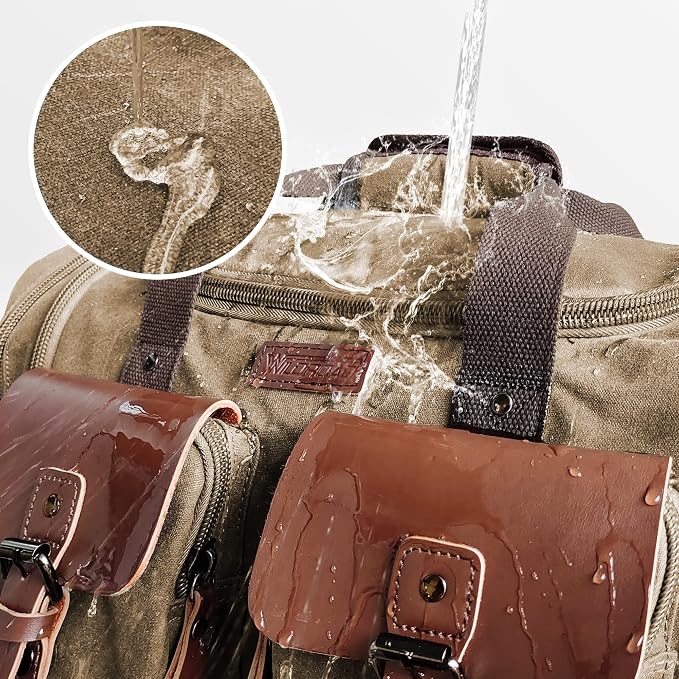 Wildroad Waxed Canvas Duffle Bag - 50L Weekender Overnight Travel Bag | Gifts for Men, Holiday Birthday Gift for Dad, Husband & Partner, Carry-on Size - Image 3