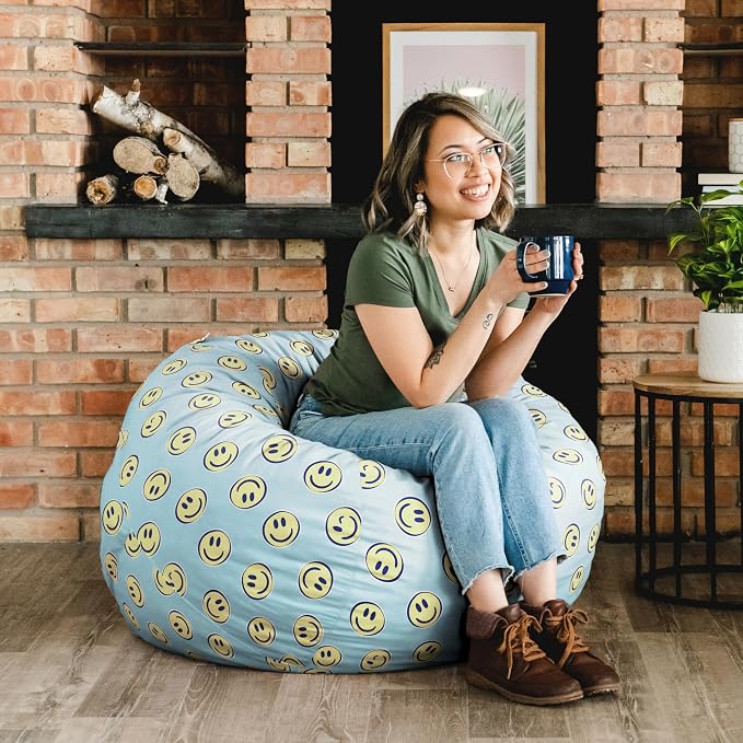 Big Joe Fuf 4Ft Foam Teen Bean Bag Chair, Smiley Face Plush | Premium Shredded Foam Filled, Plush, Adult-Sized Comfortable Seating, Supports Up to 300 lbs - Image 5