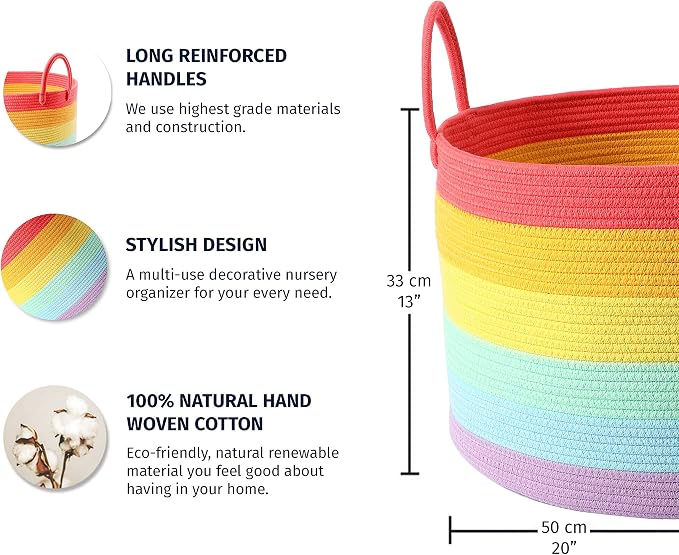 Extra Large Storage Basket + Set of 3 Baskets for Decor - RAINBOW - Image 4