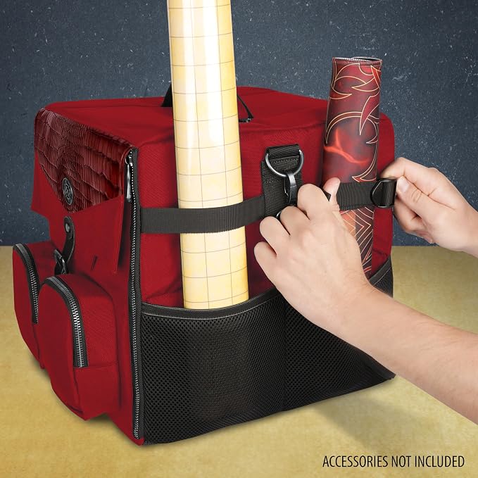 ENHANCE Board Game Shoulder Bag - Collector's Edition Board Game Storage with Shoulder Strap and Accessories Pockets for Dice, Cards, More - Reinforced Carrier Protects Tabletop Games (Dragon Red) - Image 6