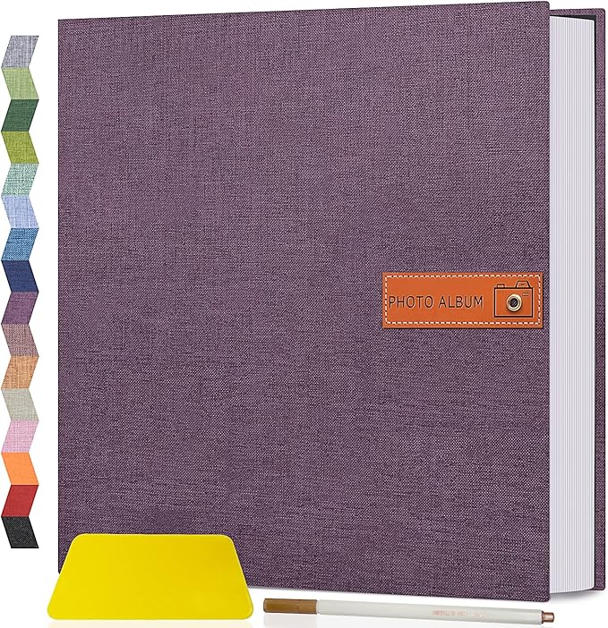 Popotop Large Photo Album Self Adhesive 4x6 5x7 8x10 Scrapbook Album DIY Picture Book,Gifts for Mom,Family Baby and Wedding,with Metal Pen and Plastic Board by Popotop