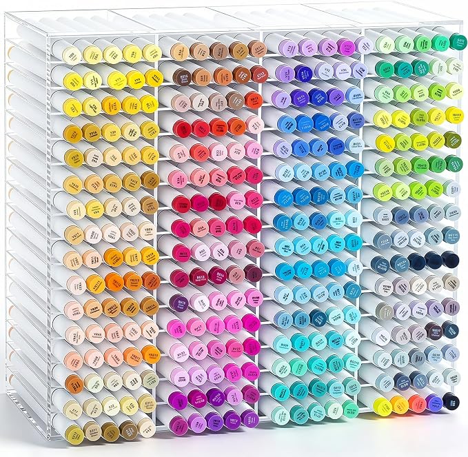 BEYGORM Horizontal Marker Organizer for 320 Markers, Acrylic Large Shelf | Desktop Storage Rack for Paint Pens, Ideal for Art Studio, Office & Drawing Supplies Organization by BEYGORM