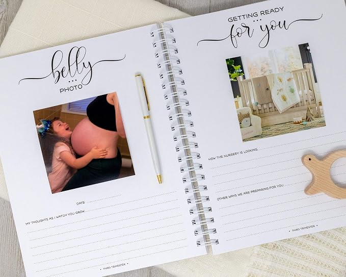 Personalized Twin Pregnancy Journal - Hardcover Pregnancy Memory Book Customized with Babies’ Names, Nicknames or Phrase - Prompted Journal for New Moms (Gray Hearts) - Image 7