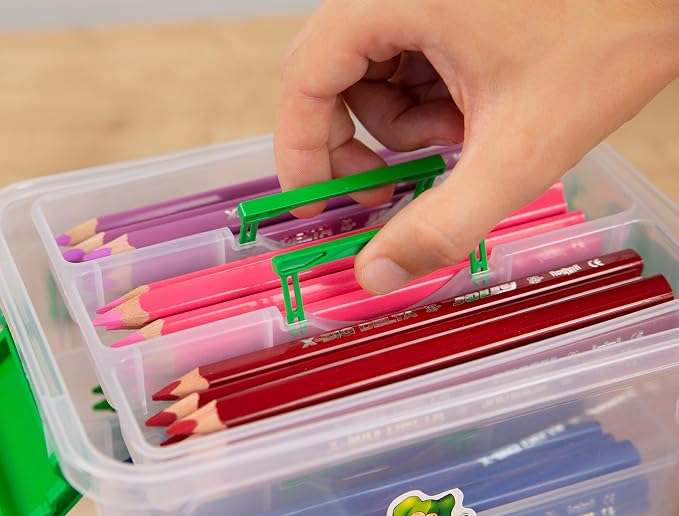 JOLLY X-Big-Delta Nursery Case, Triangular Colouring Pencils, 96 Colouring Pencils in 12 Colours, in Practical Helkelbox with Lid, Removable Pen Compartments, Shatterproof and Childproof Colouring - Image 5