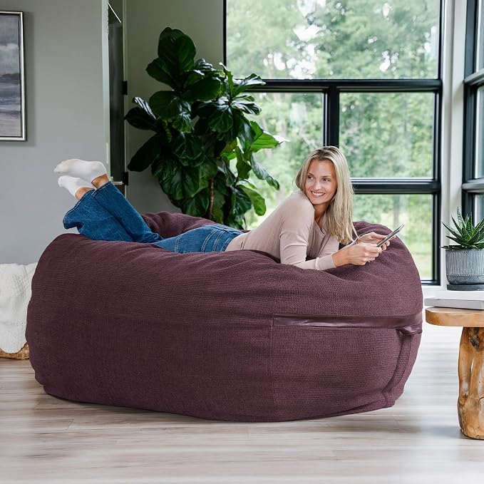 Big Joe Fuf 8Ft Giant Foam Bean Bag Chair, Oversized Couch with Removable Cover for Kids, Teens, Adults, Merlot Cloudweave, 8 Foot | Premium Shredded Foam Filled, Cloudweave, Adult-Sized Comfortable Seating, Supports Up to 300 lbs - Image 2