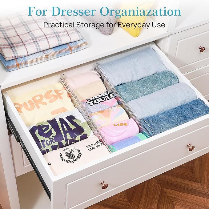 Vtopmart 4" Regular Upgrade Drawer Divider for Clothes, 12.8"-22.3" 12 Pack | Expandable Dresser Drawer Organizer, Clear Separator, Baby Clothing, Underwear, Cosmetics, Toiletries Storage, Space Saving - Image 5