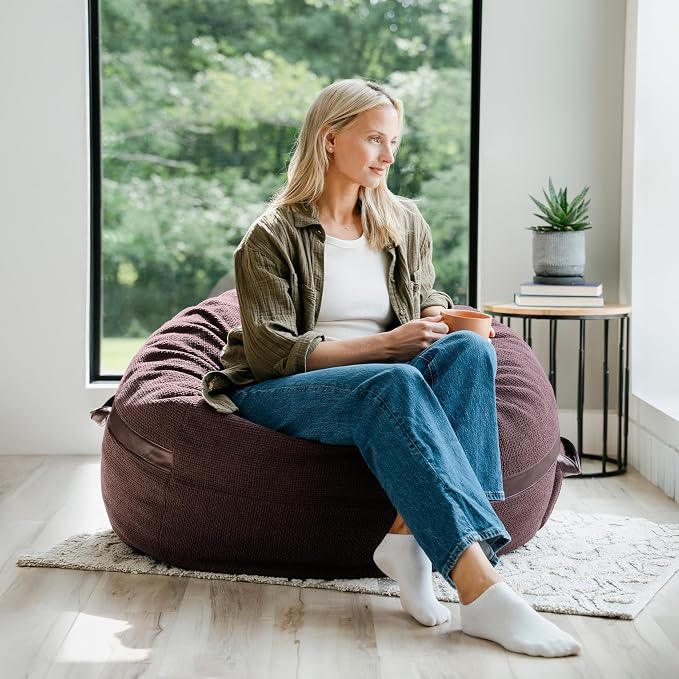 Big Joe Fuf 4Ft Foam Bean Bag Chair with Removable Cover for Kids, Teens, Merlot Cloudweave, 4 Foot Large Reading and Gaming Seat | Premium Shredded Foam Filled, Cloudweave, Adult-Sized Comfortable Seating, Supports Up to 300 lbs - Image 7