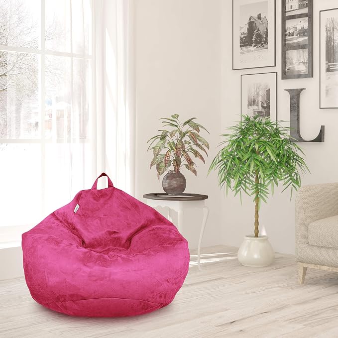 Bean Bag Stuffed Animal Storage Chair Cover (No Filler) for Kids and Adults. Extra Large Bird's Nest Beanbag Memory Foam Soft Premium (Pink, 2.5 ft (Cover Only)) - Image 7
