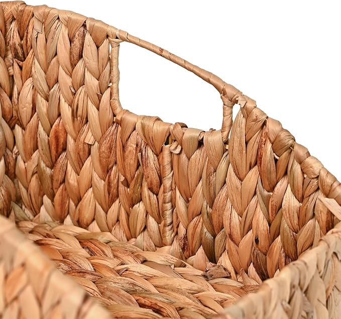 happimess Havanah 2-Piece Slanted Pantry Baskets Hyacinth 11", Natural | Southwestern Style, Hand-Woven Design, Nesting Storage, Built-In Handles, Iron Frame, Decorative Containers - Image 6