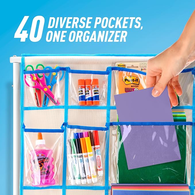 Craft Rolling Cart with Wheels - 40 Pocket Craft Storage Organizer for Kids - Image 2