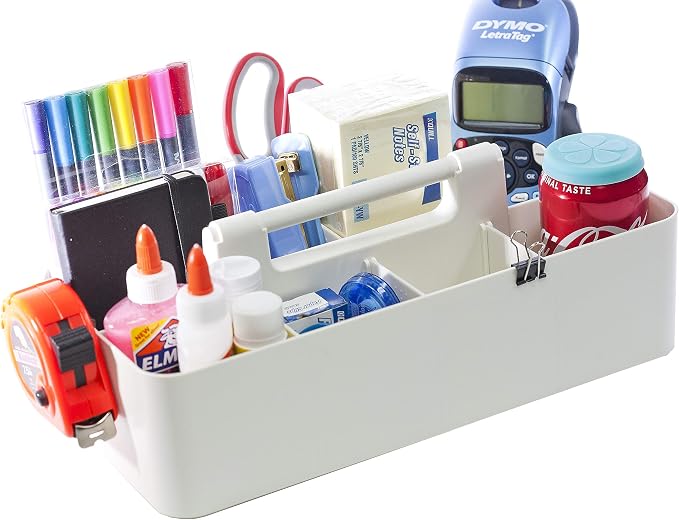 -Large Portable Caddy, DIY Dividers, 8 Compartments, Bathroom Organizer,Portable Basket with Handle Storage Organizer Modern Made in USA (3 PACK, Ivory) - Image 6