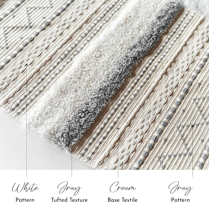 BlissBlush Long Vertical Wall Hanging Tapestry Woven Boho Farmhouse Decor Gray Cream Tassel Handmade Wall Art Decoration for Bedroom Living Room Dorm Nursery Apartment, 16x39 INCH - Image 5