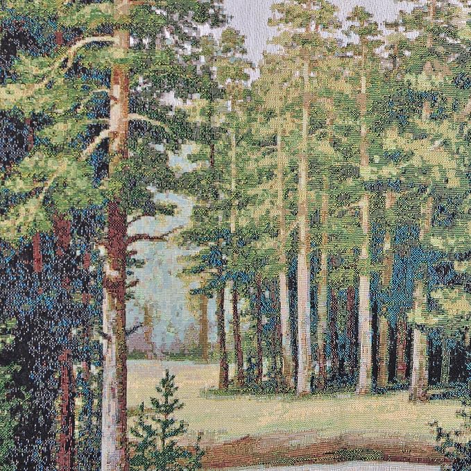 AureoMadis Premium Large Jacquard Woven Forest Tapestry 49"x28" - Vintage Pine Woods River Landscape Wall Hanging, Fully Lined Fine Art Decor with Dual Rod Pockets - Image 8