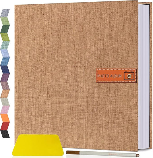 Popotop Large Photo Album Self Adhesive 4x6 5x7 8x10 Scrapbook Album DIY Picture Book,Gifts for Mom,Family Baby and Wedding,with Metal Pen and Plastic Board by Popotop