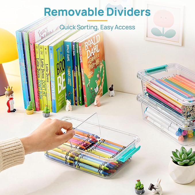 Vtopmart 16 Pack Clear Pencil Box with Removable Divider, BPA-Free Plastic Storage Containers for Pens, Pencils, Crayons, Markers, Craft Supplies and Small Items - Image 3