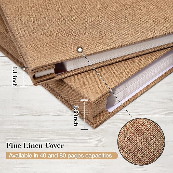 Large Self Adhesive Photo Album 80 Pages, Linen cover, Khaki | Photo Album Self Adhesive 4x6 5x7 8x10 Pictures, Linen Cover DIY Scrapbook Albums for Family, Wedding, Baby, Anniversary - Image 5