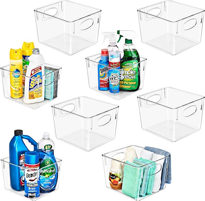 Sorbus Fridge Organizers and Storage, Clear Plastic Bins (Medium, 8 Pack) | Handled containers keep crafts, clothing and household supplies sorted across pantries, cabinets, refrigerators and closets. by Sorbus