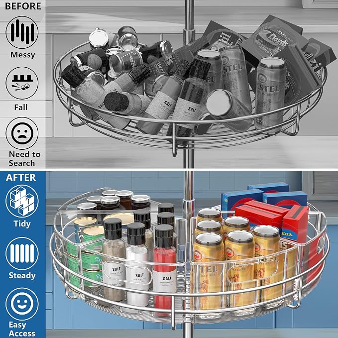 Lazy Susan Organizer Bins for 28"-29" Diameter Corner Cabinet Lazy Susan, 6 Pack, Clear Plastic Cabinet and Pantry Storage Bin, 1/8 Wedge-Food Safe, BPA Free - Image 6