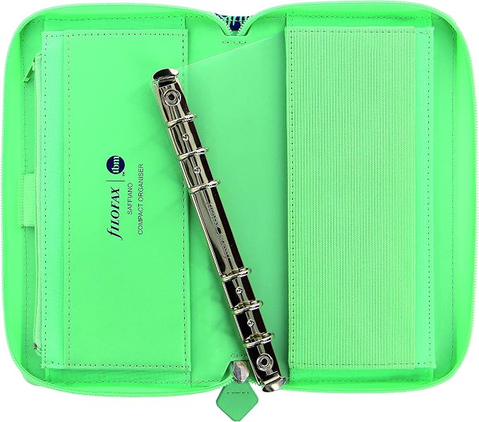 Filofax Saffiano Personal Compact Zip Organizer - The Budget Mom Limited Edition, Leather-Look, Six Rings (CMT028776), Blue - Image 6